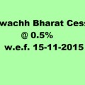 Swachh Bharat Cess @ 0.5% leviable with effect from 15-11-2015