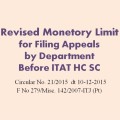 Revised monetory limit of Tax Effect for filing appeals by Department before ITAT HC SC