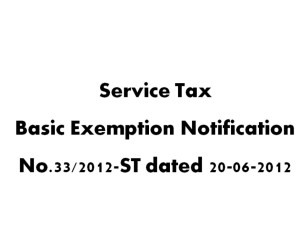 Service Tax Basic Exemption Notification No 33-2012-ST dated 20-6-2012
